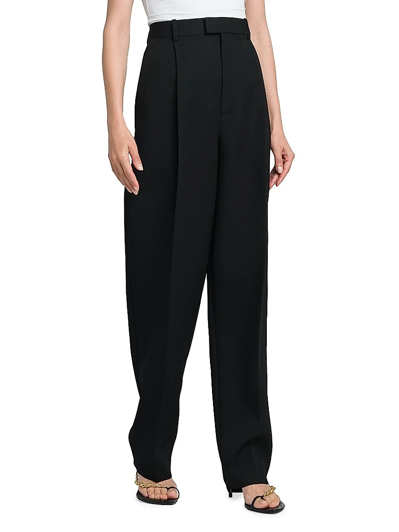 Tailored Wide-Leg Wool Pants