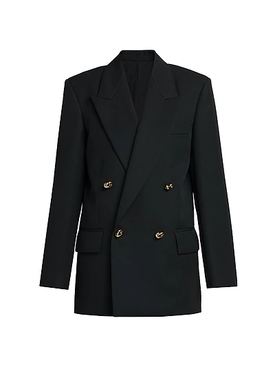 Double-Breasted Wool Twill Blazer