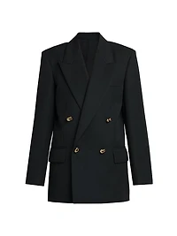 Double-Breasted Wool Twill Blazer