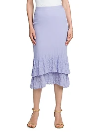 Tiered Cotton-Blend Midi-Skirt