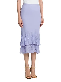 Tiered Cotton-Blend Midi-Skirt