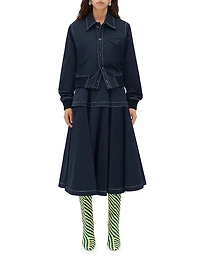 Tiered Pleated Midi-Skirt