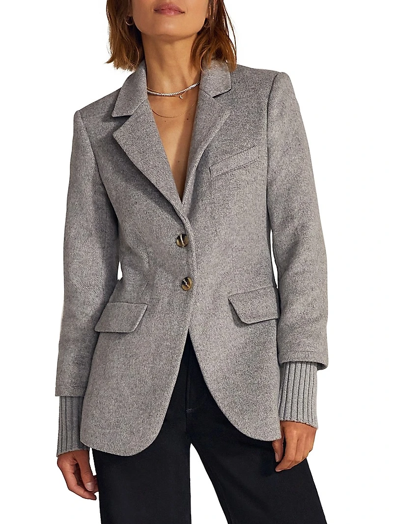 City Rib-Knit Cuff Blazer