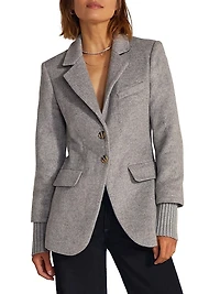 City Rib-Knit Cuff Blazer