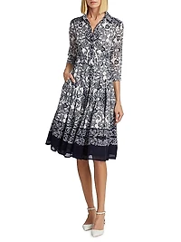 Audrey Cotton Paisley Knee-Length Dress