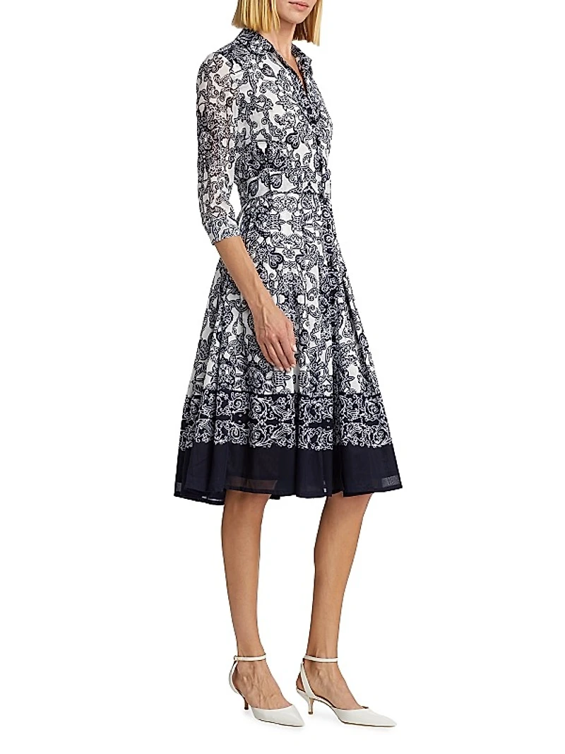 Audrey Cotton Paisley Knee-Length Dress