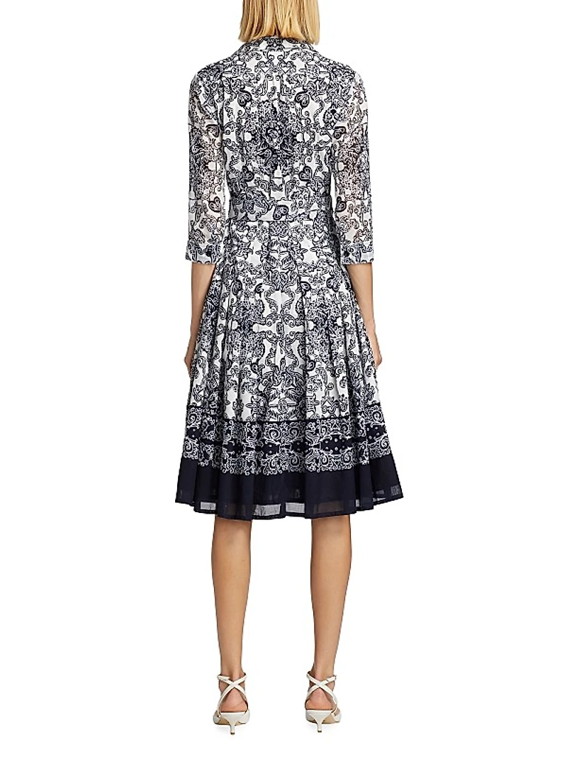 Audrey Cotton Paisley Knee-Length Dress