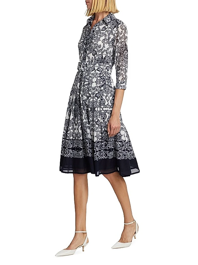 Audrey Cotton Paisley Knee-Length Dress