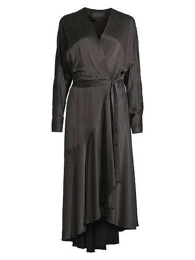 Grace Silk Wrap Midi-Dress
