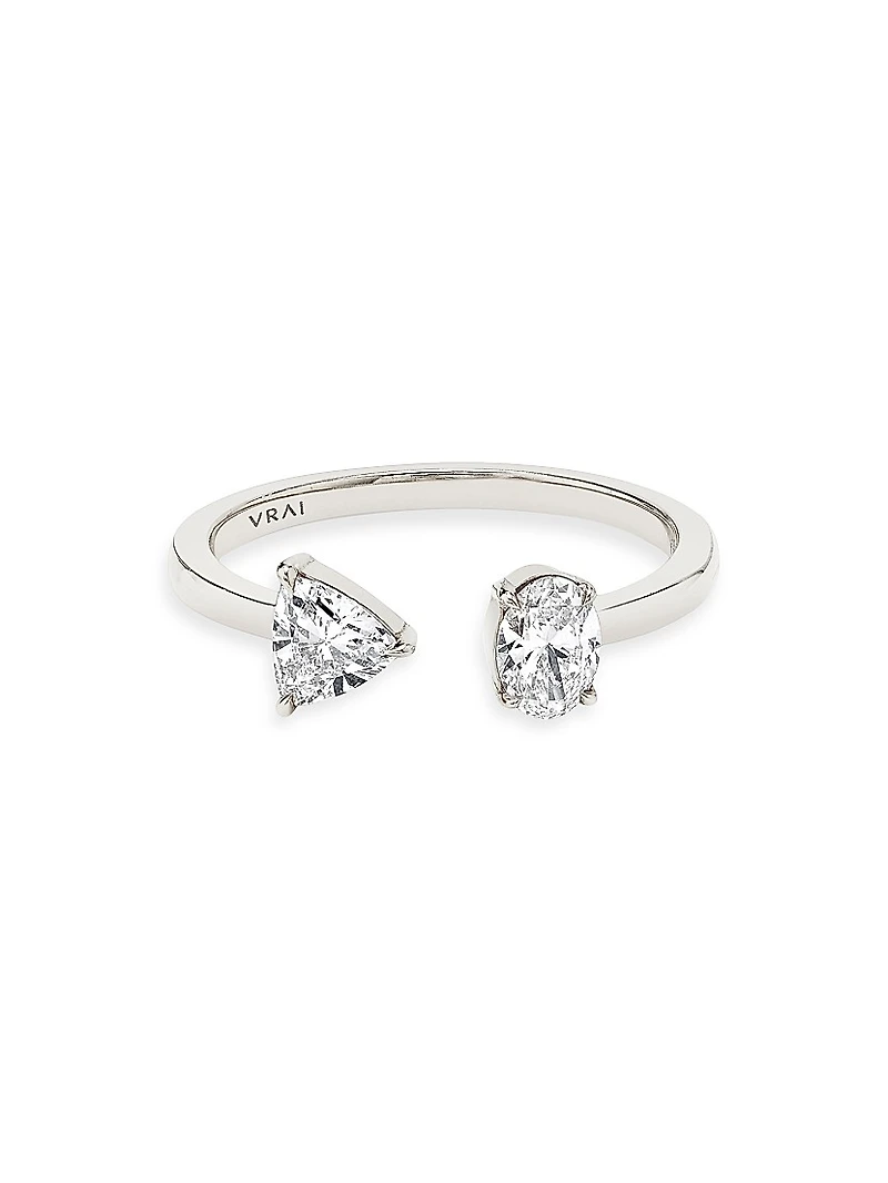 14K White Gold & 0.50 TCW Lab-Grown Diamond Cuff Ring