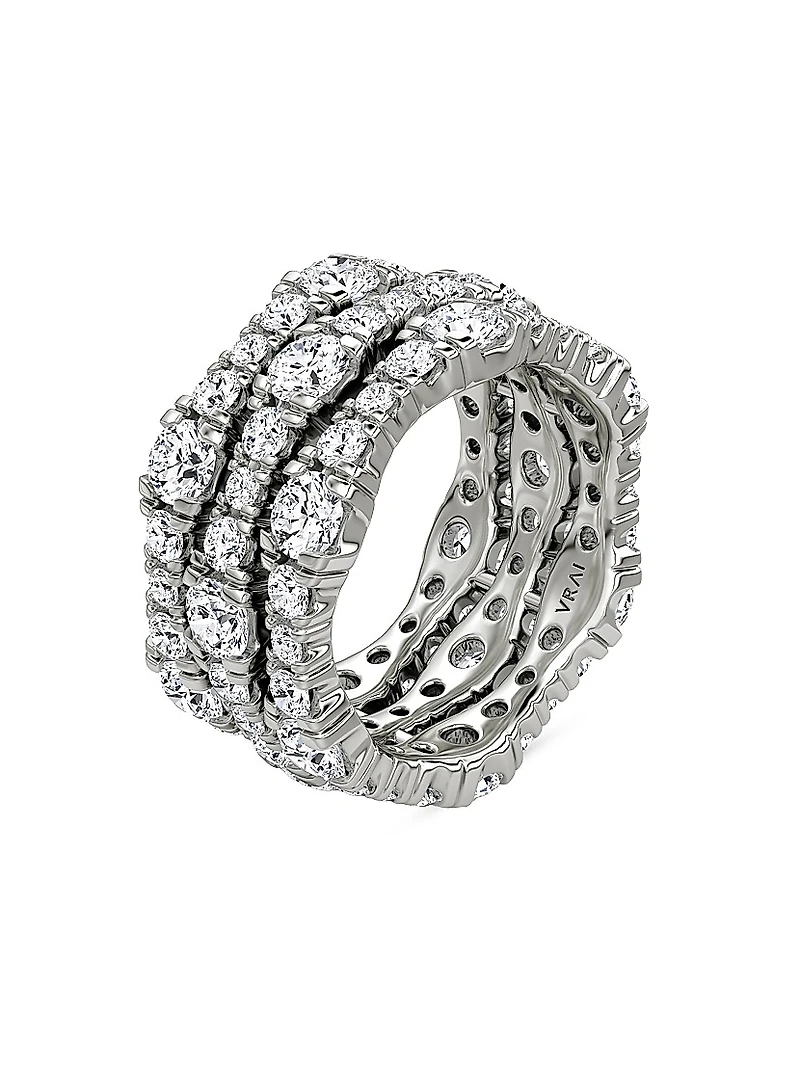 14K White Gold & 4.65 TCW Lab-Grown Diamond Triple-Band Ring