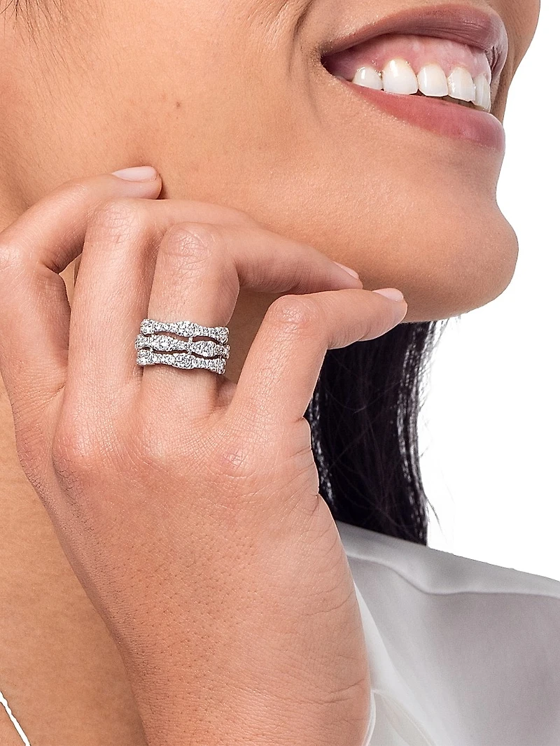 14K White Gold & 4.65 TCW Lab-Grown Diamond Triple-Band Ring