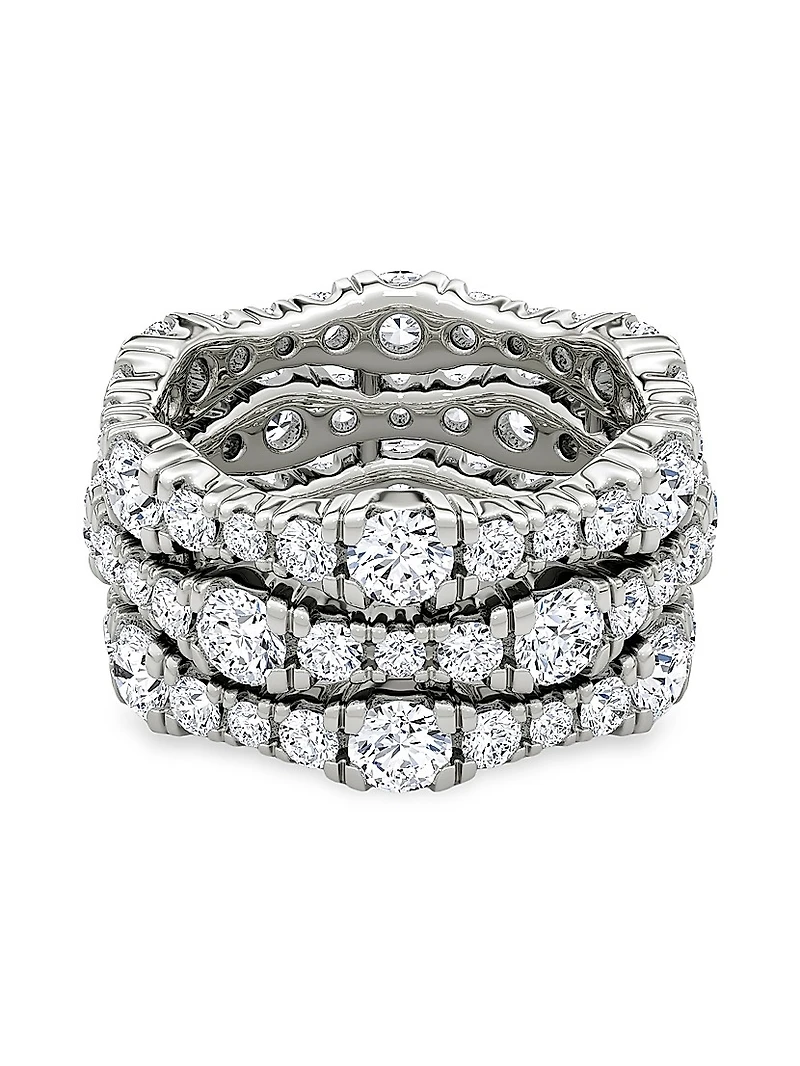 14K White Gold & 4.65 TCW Lab-Grown Diamond Triple-Band Ring
