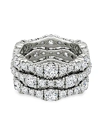 14K White Gold & 4.65 TCW Lab-Grown Diamond Triple-Band Ring