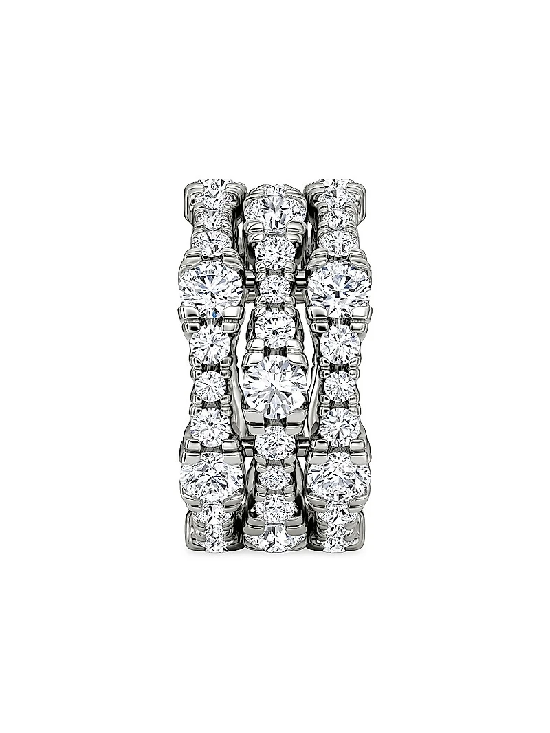 14K White Gold & 4.65 TCW Lab-Grown Diamond Triple-Band Ring