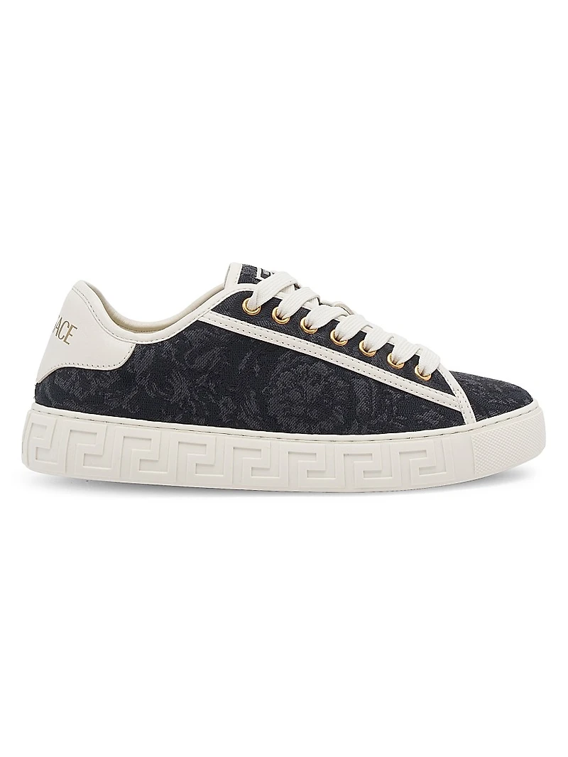 Jacquard Leather-Trimmed Sneakers