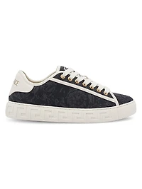 Jacquard Leather-Trimmed Sneakers