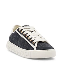 Jacquard Leather-Trimmed Sneakers