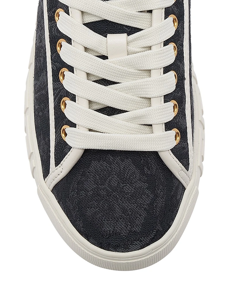 Jacquard Leather-Trimmed Sneakers