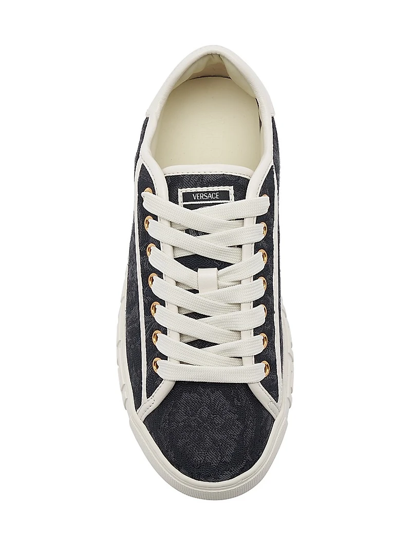 Jacquard Leather-Trimmed Sneakers