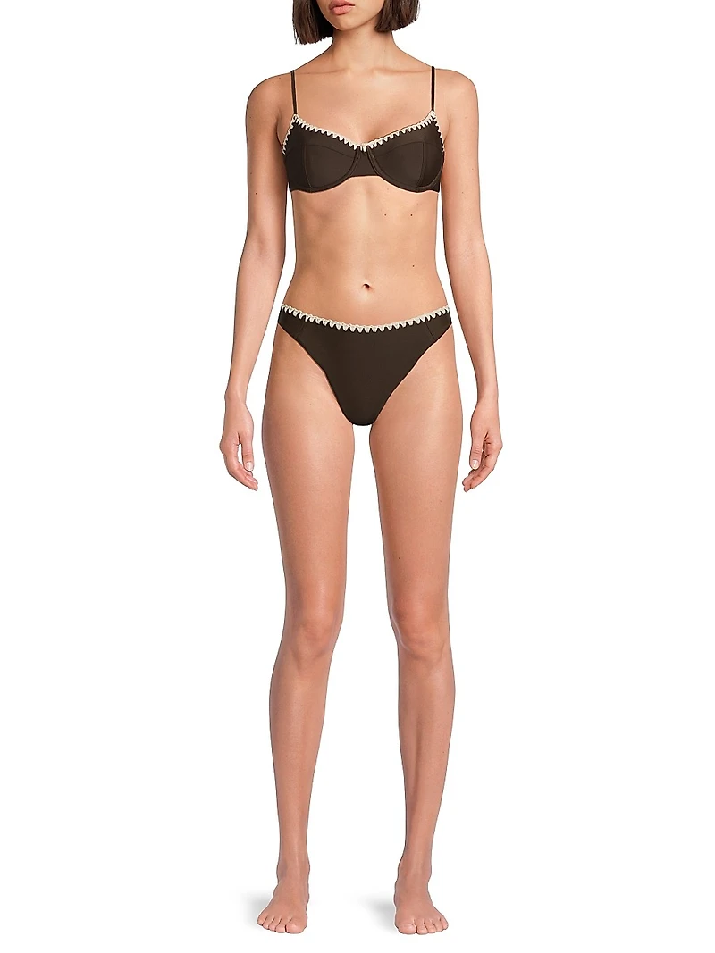Iliana Crochet-Trimmed Bikini Bottom