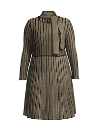 Plus Size Shimmer Rib-Knit Knee-Length Dress