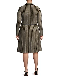 Plus Size Shimmer Rib-Knit Knee-Length Dress