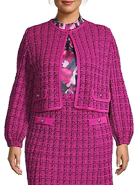 Tweed Knit Check Jacket