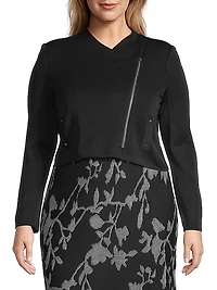 Plus-Sized Knit Moto Jacket