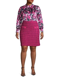 Printed Mock Turtleneck Blouse