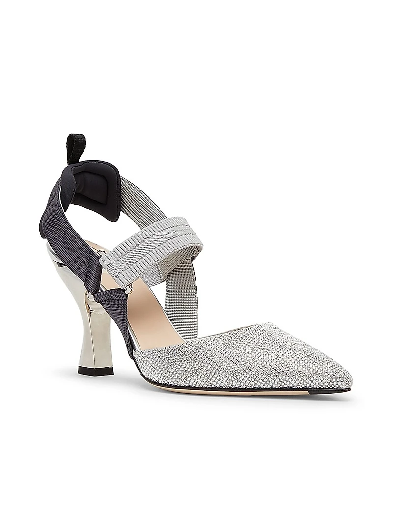 Colibri 85MM Crystal-Embellished Slingback Pumps