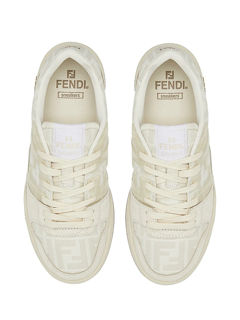 Fendi Match Suede & Jacquard Low-Top Sneakers
