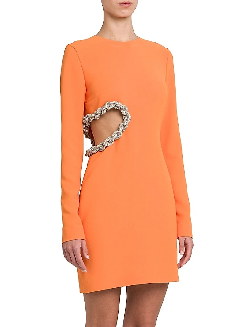 Braided Crystal Cut-Out Minidress