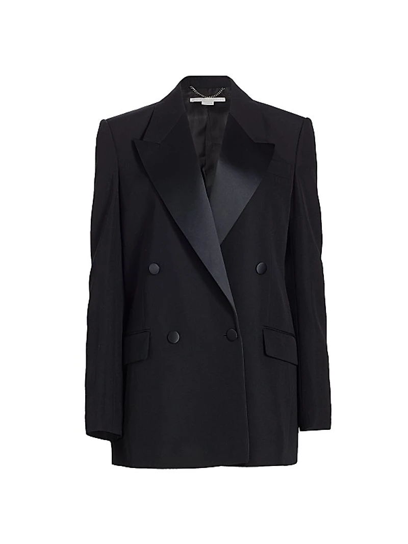 Wool Double-Breasted Tuxedo Blazer