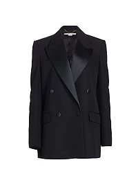 Wool Double-Breasted Tuxedo Blazer