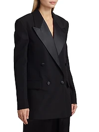 Wool Double-Breasted Tuxedo Blazer