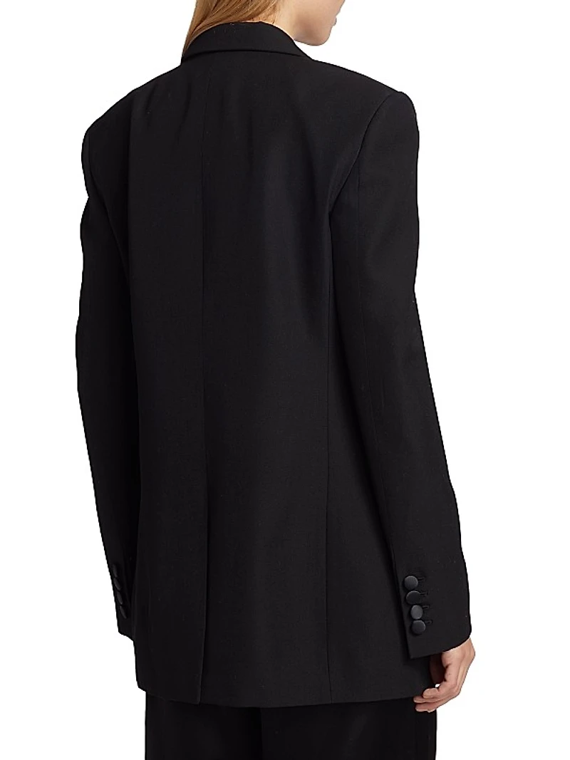 Wool Double-Breasted Tuxedo Blazer