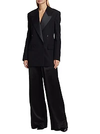 Wool Double-Breasted Tuxedo Blazer