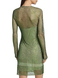 Netted Hot-Fixed Minidress