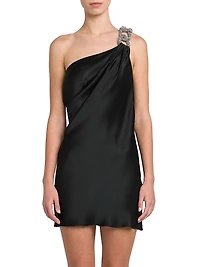 Falabella Crystal-Embellished One-Shoulder Minidress
