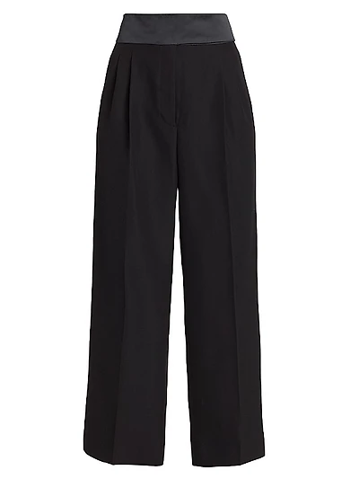 Tuxedo Wide-Leg Wool Trousers