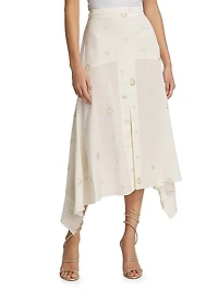 Metallic Handkerchief Midi-Skirt