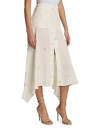 Metallic Handkerchief Midi-Skirt