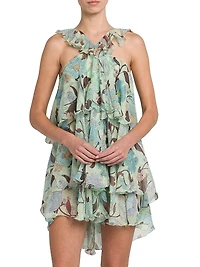Garden-Print Silk Minidress