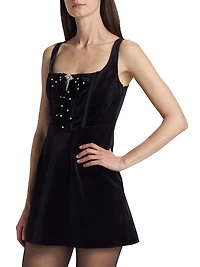 Collins Embellished Velvet Corset Minidress