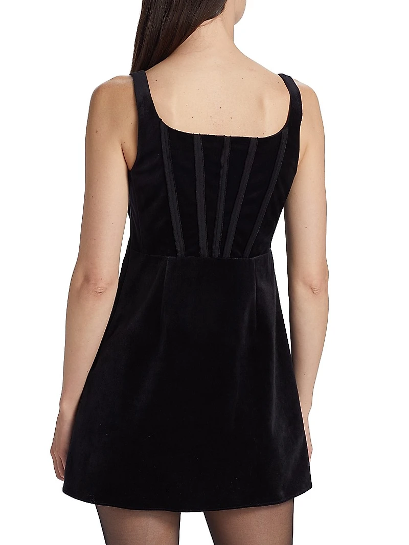 Collins Embellished Velvet Corset Minidress