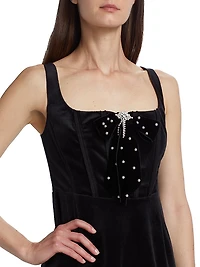 Collins Embellished Velvet Corset Minidress