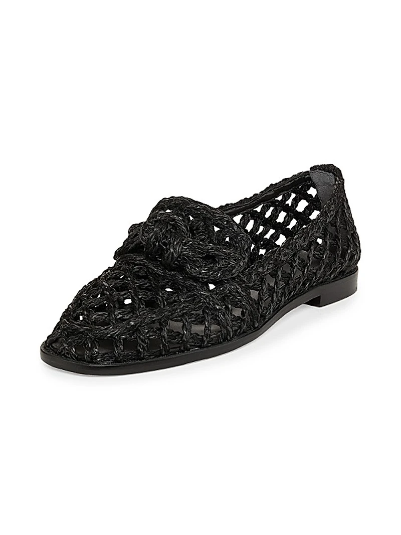 Clarita Raffia & Leather Loafers