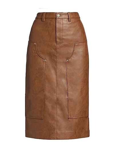 Amos Faux Leather Midi Skirt