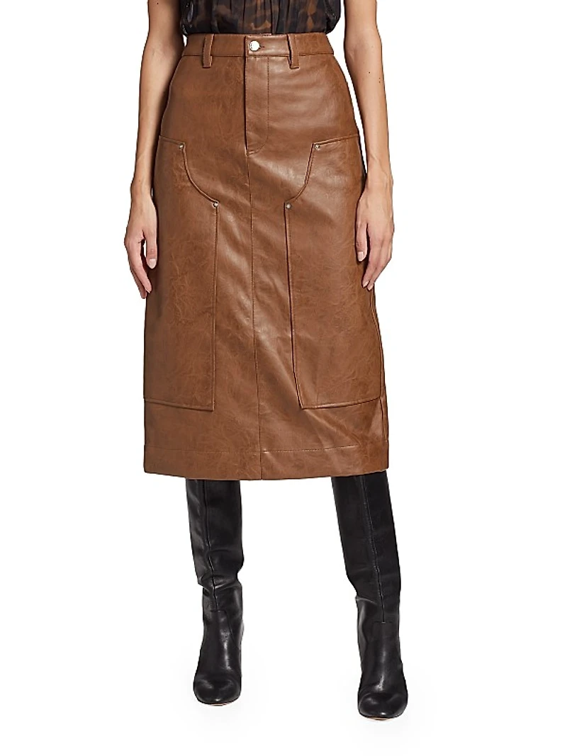 Amos Faux Leather Midi Skirt